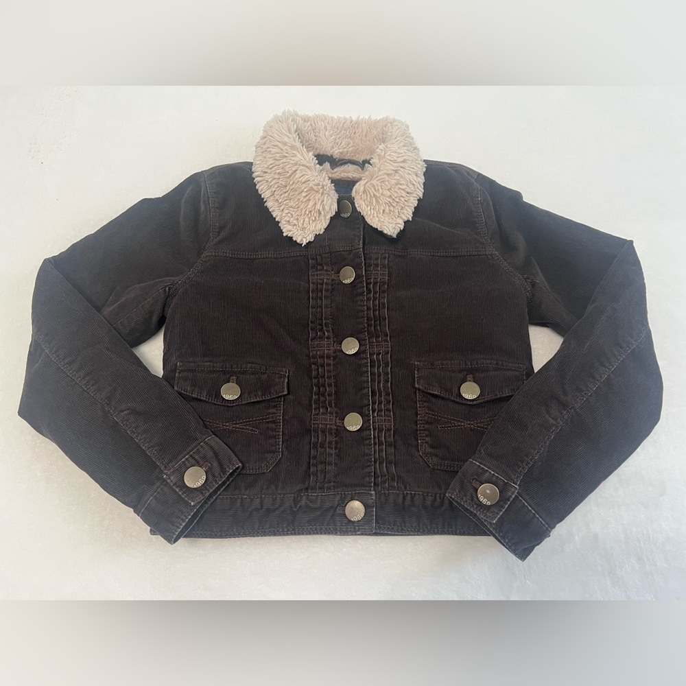 Gap Kids Sherpa Lined Brown Corduroy‎ Button Up Jacket Size 10 - fits like 5-10Y